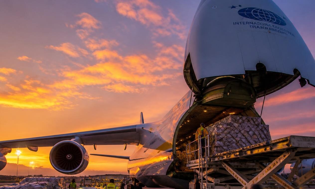 cargo being loaded for air freight forwarding